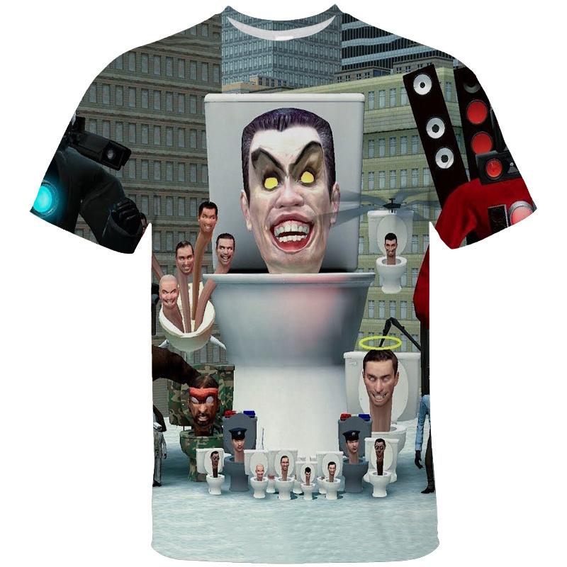 3D Funny Toilet Printing T-Shirt Cartoon Camera Graphic T-Shirt Men Children Fashion Street Clothing T-Shirt