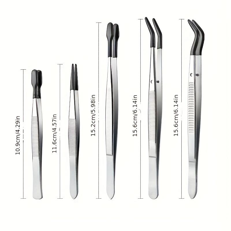 Stainless Steel Tweezers Stainless Steel Plastic-Coated Tweezers For Eyelash Extension Assistance Coin Clips Stamp Clips Tool