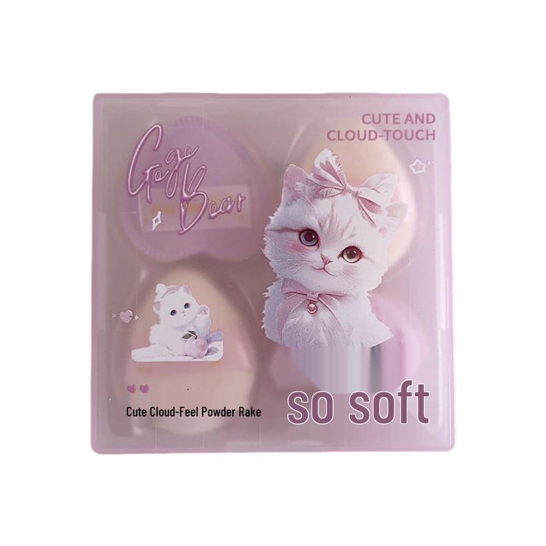 Gege Bear Cute Cloud Powder Puff Set - Water Drop & Heart Shape Makeup Sponges