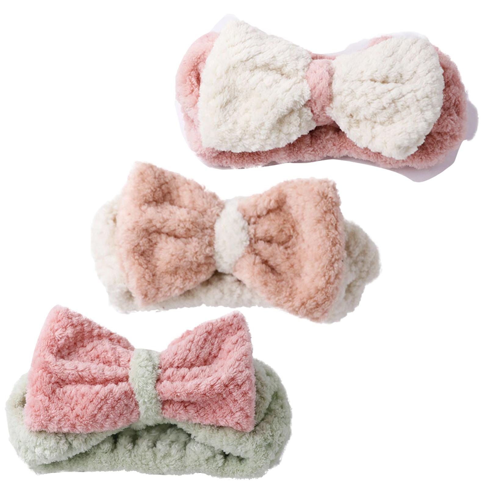 

3 упаковки, мягкая повязка для волос с большим бантом в полоску, повязка на голову для душа, повязка на голову для ванны, спа, макияжа