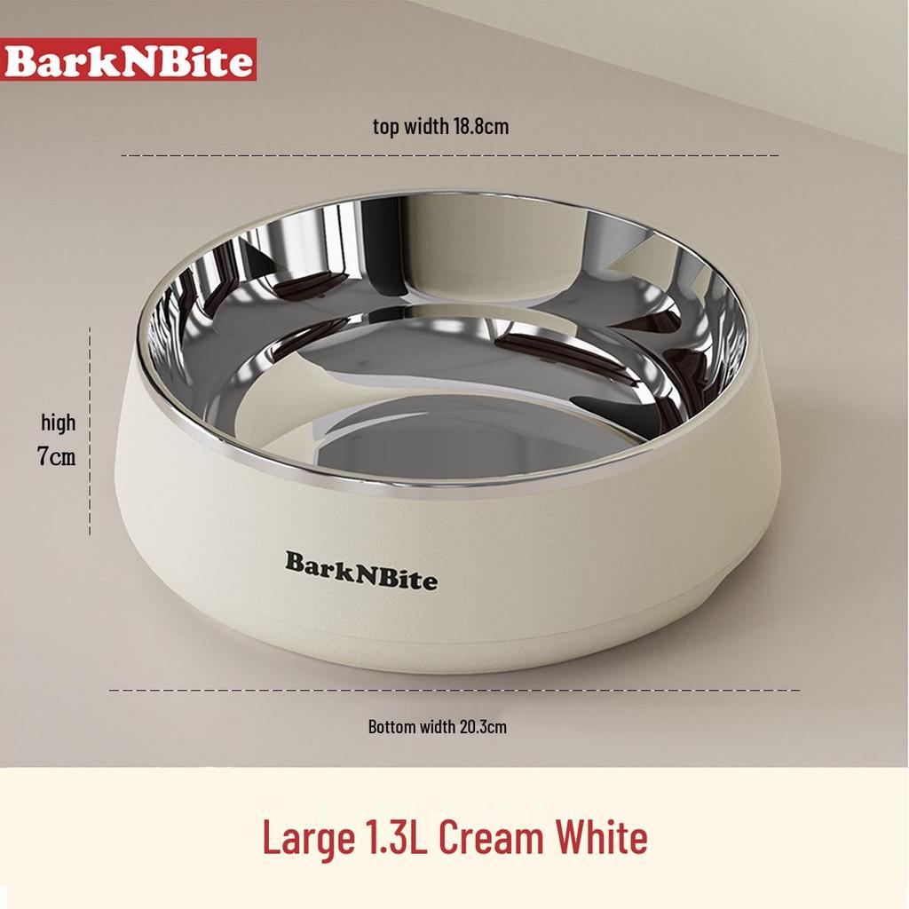Non-Slip 304 Stainless Steel Pet Food & Water Bowl - Protects Cervical Spine, Large Diameter, Ideal for Dogs and Cats.