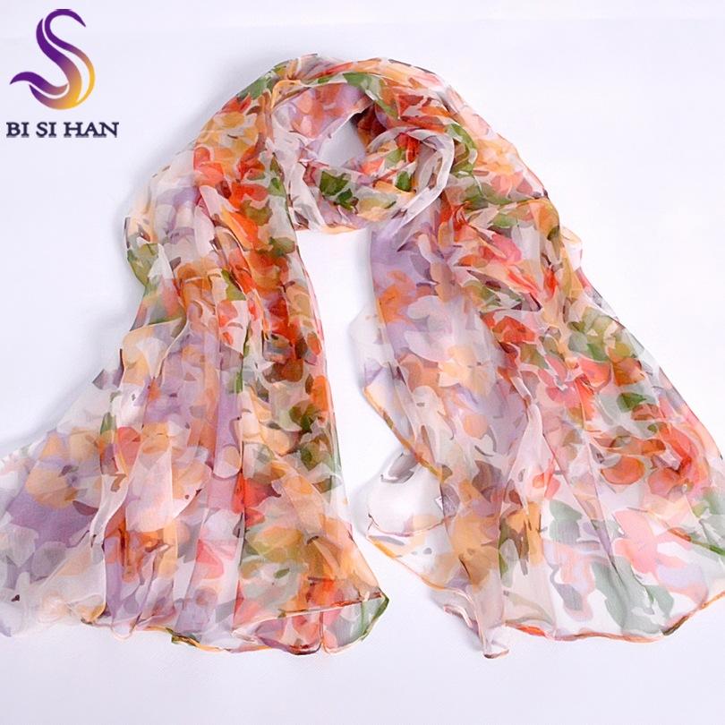 Pink Orange Silk Scarf  New Design Long Female Scarves Printed 170*105cm Spring Autumn Fashion Accessories Women Silk Scarf
