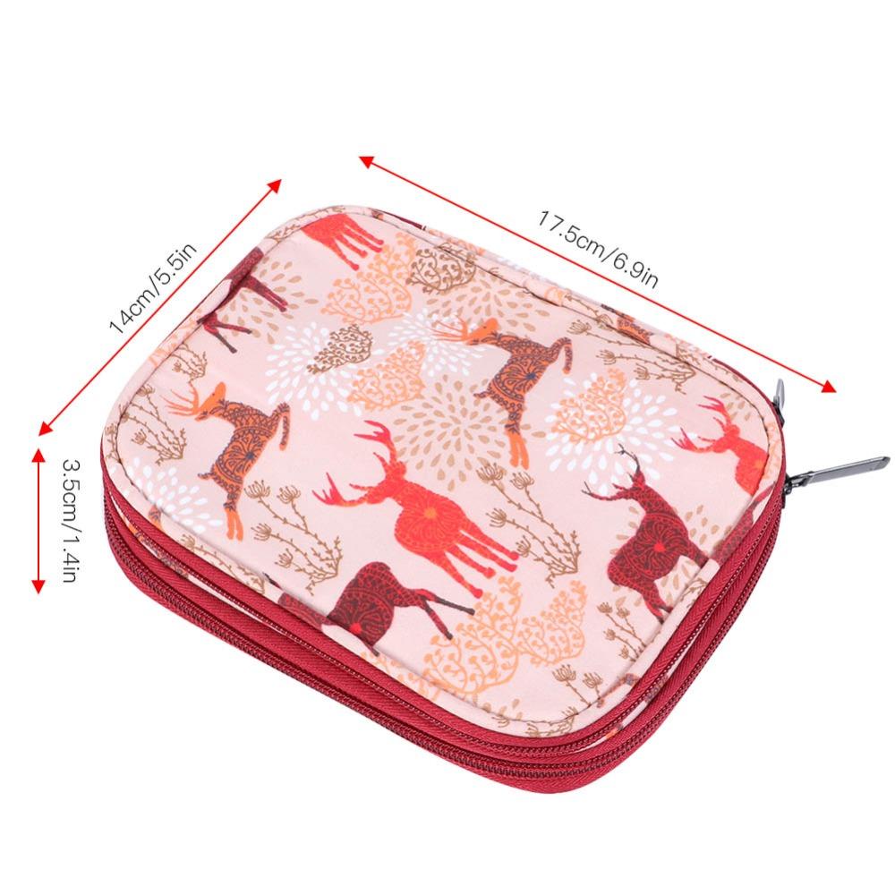 Oxford Cloth Knitting Storage Bag Sika Deer Pattern Foldable Structure Crochet Hook Case Multi-Compartment Sewing Tool Case