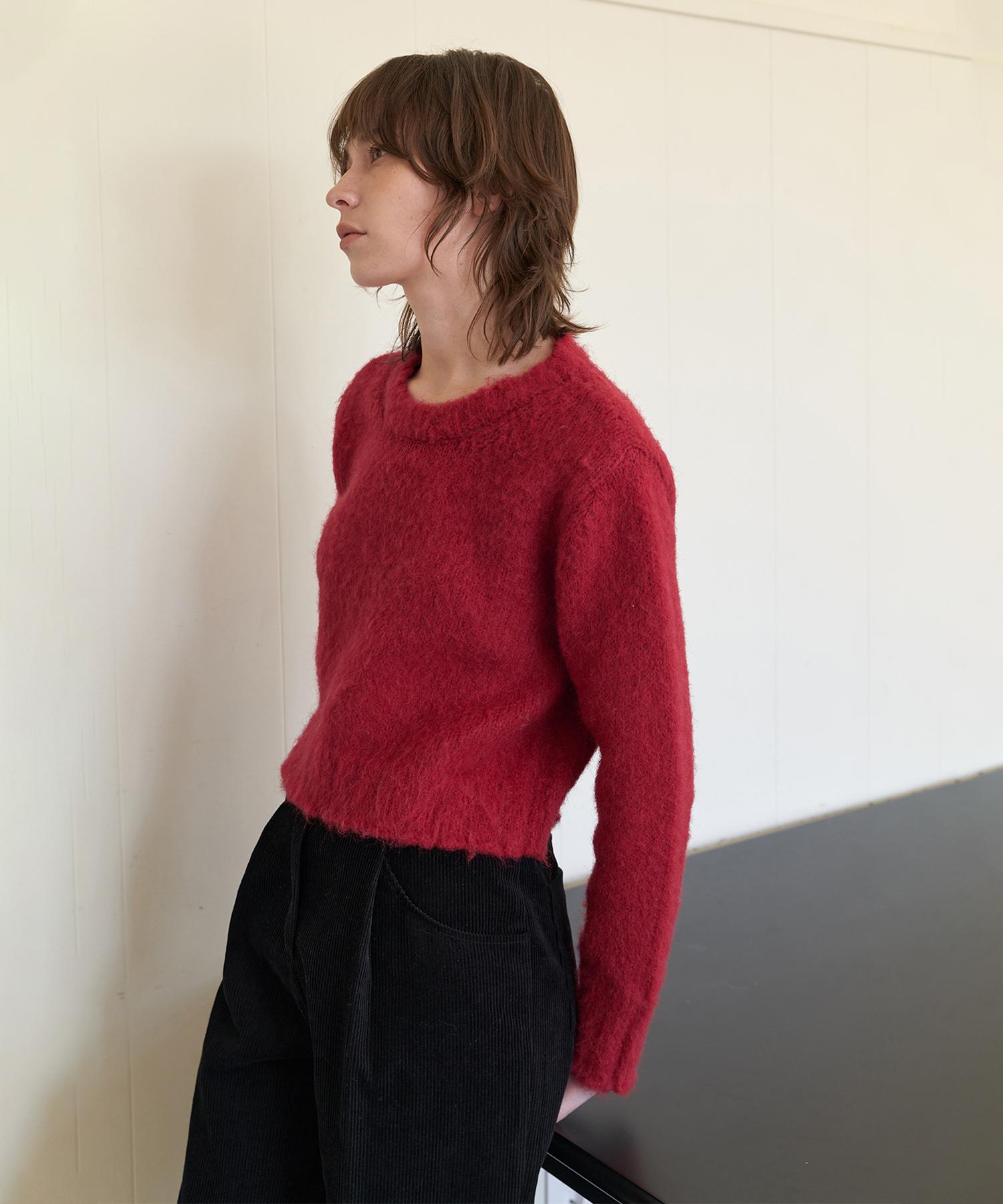 Step Around Brushed Crop Round Knit_Deep Rose Deep Rose