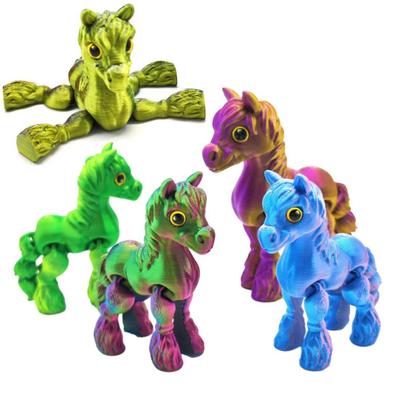 3D Printed Horse Fidget Toy Pony Figurine with Movable Joints Flexible Articulating Animal Model Statue Decoration Ornament