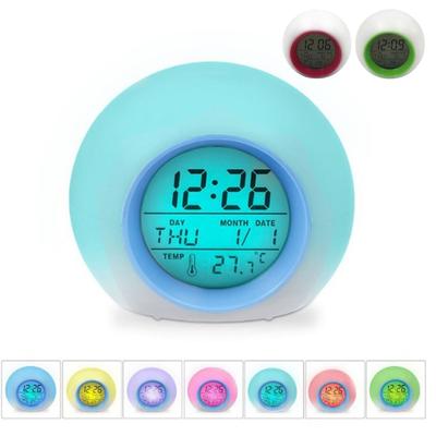 Ball Shape Digital Alarm Clock LED 7 Color Lights Snooze Mode Nature Sound