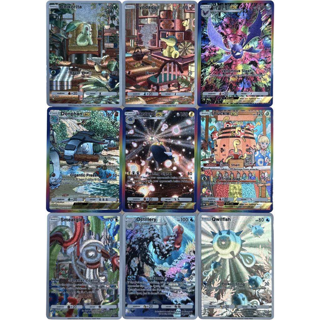Diy Pokemon Pocket Charizard Blastoise Venusaur Mareep Series English Texture Flash Card Classic Game Anime Collection PTCG Y Kid Friendly