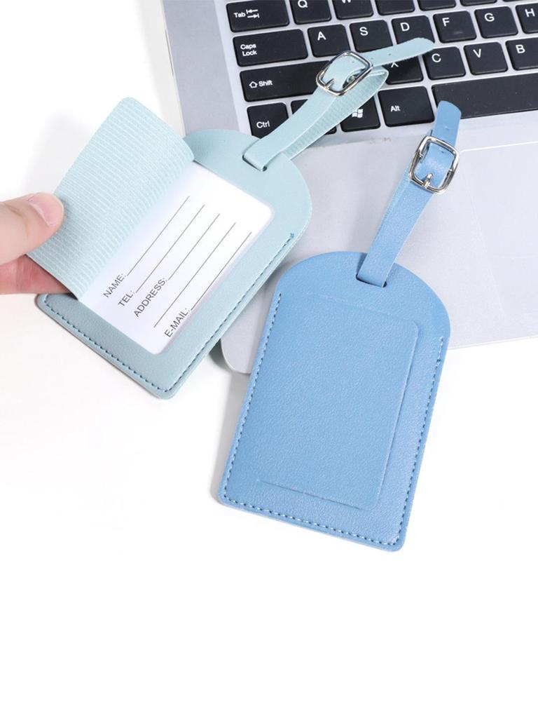 Customizable Multi-Color PU Faux Leather Luggage Tag with Lanyard and Card Holder - In Stock