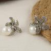 2PC Women's Fashion Flower Imitation Pearl Earrings Zircon Accessories Suitable for Date, Party, Festival Gifts