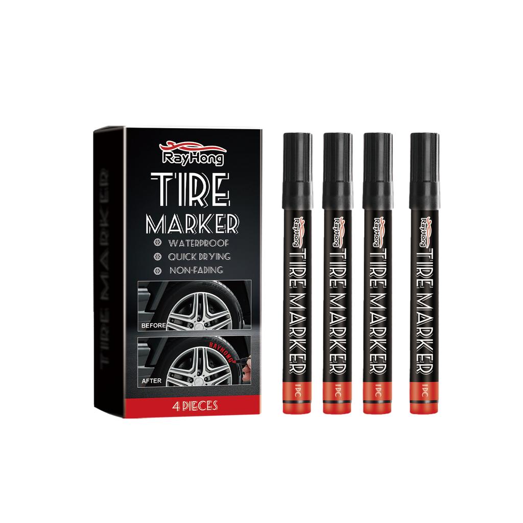 4pcs Car Tire Marker Pen Quick Dry Weather Resistant Paint Pen For Tire Lettering Creative Graffiti Design Auto Accessories