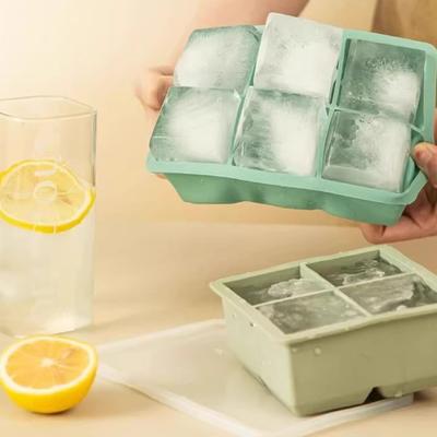 Silicone Ice Cube Tray with Lid 4/6/8 Cavities Easy Release Summer Refrigerator Cocktail Whiskey Ice Maker Press Mold Kitchen Supplies