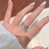 Original Hollow Out Lace Flower Rings For Women Light Luxury High-End Glossy Wide Ring Couple'S Retro Engagement Jewelry Gift