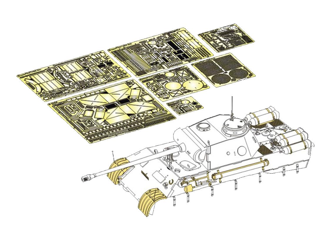 

Voyager Model 1/35 WWII German Panther Tank Ausf. D Liquefied Gas Tank Car Basic Set (for Takom 2103) Plastic Model Parts PE351060 (Tank)