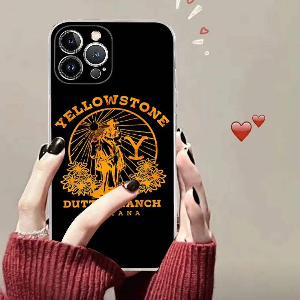 Tv Y-yellowstoneS Logo For IPhone 17 16 15 14 13 12 11 Pro Max Plus Mini Funda For Transparent Cover