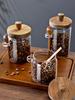 Coffee Bean Storage Jar Glass Sealed Jar with Spoon Storage Box Coffee Powder Storage Can Tea Can