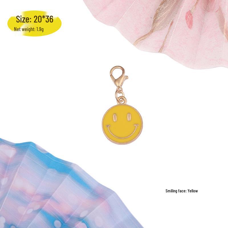 Smiling Face Gold Zinc Alloy Pendant Keychain Accessory