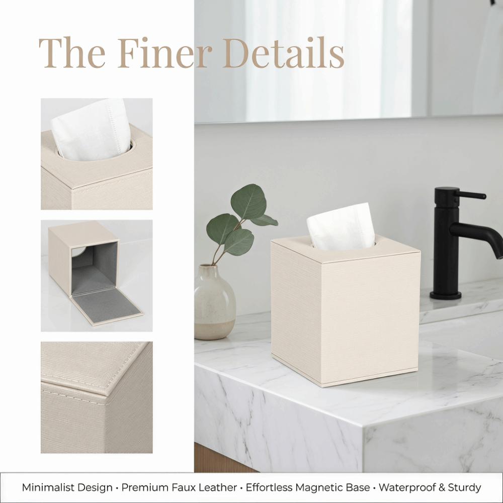 Light Luxury Square Tissue Holder Magnetic Bottom Decorative Napkin Holder Tissue Box Living Room