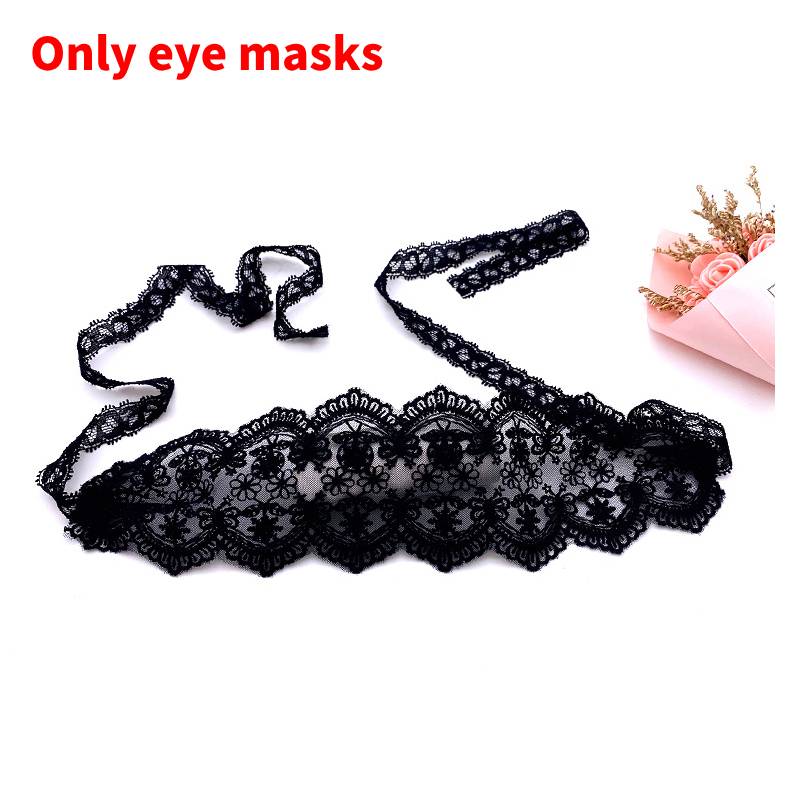 

Style French Vintage Perspective Embroidered Ribbon Lace Eye Cover For Adults Black
