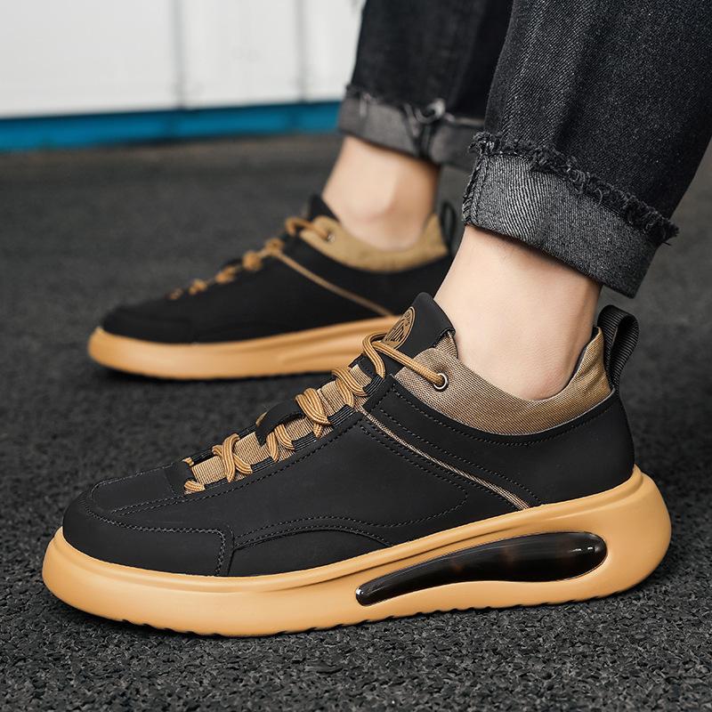 Casual Leather Shoes Men's Soft Sole Lightweight Breathable Fashion Trend Men's Shoes 2025 New Lace-up Round Head Sports Casual Shoes
