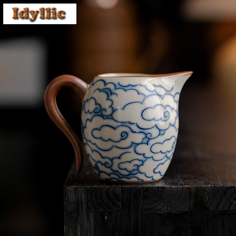 200ml Ru Kiln Rice Yellow Auspicious Cloud Tea Pitcher Tea Divider Cha Hai Dispenser Justice Cup Puer Fair Mug Teaware Supplies
