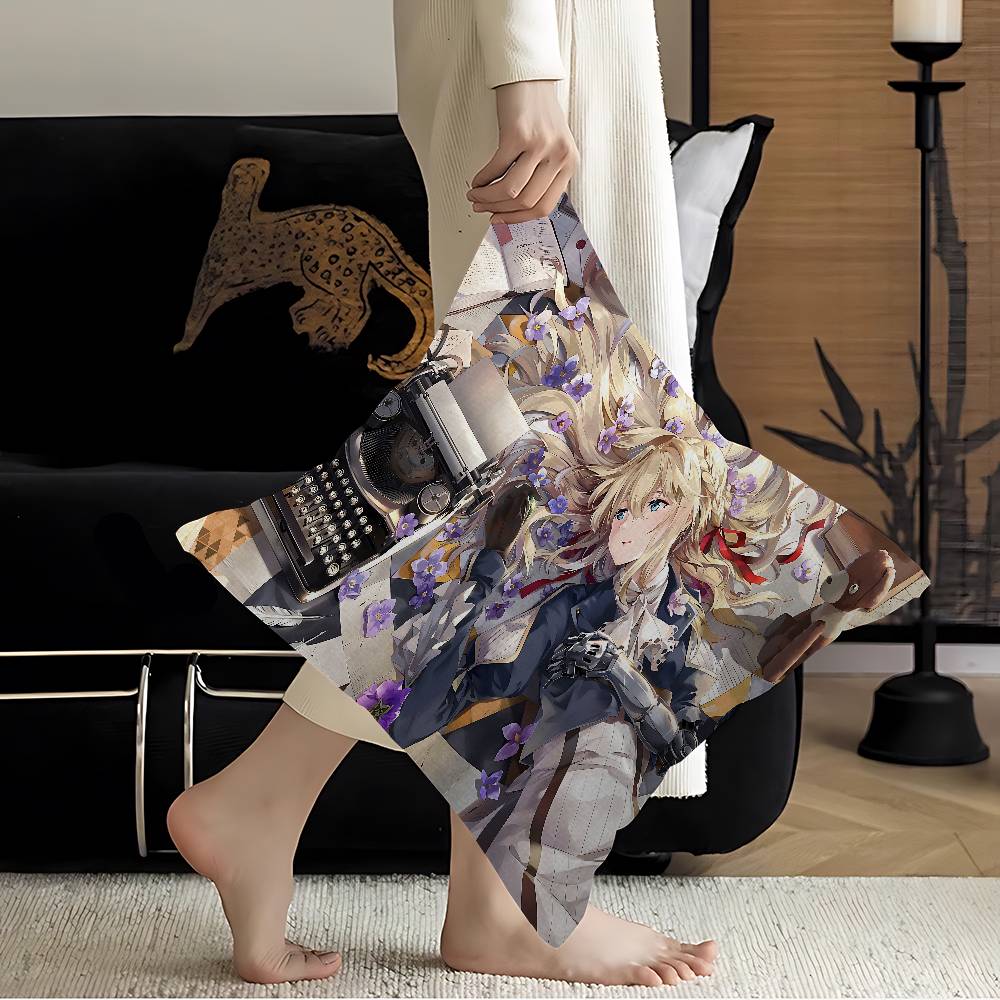 Anime Violet Evergarden Cushion Cover Inches Farmhouse Decor Home Throw Pillow Covers For Couch Decorations