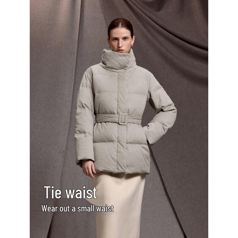 Bingjie Women's Lapel Belted Mid-Length Down Jacket J5400JN50