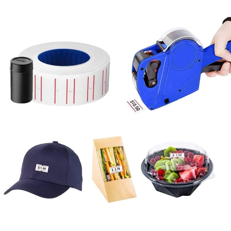 White Pricemarker Sticker (30 Rolls Blank White + 3 Refills Inks) 15000pcs White Price Guns Labels for 5500 Labeller