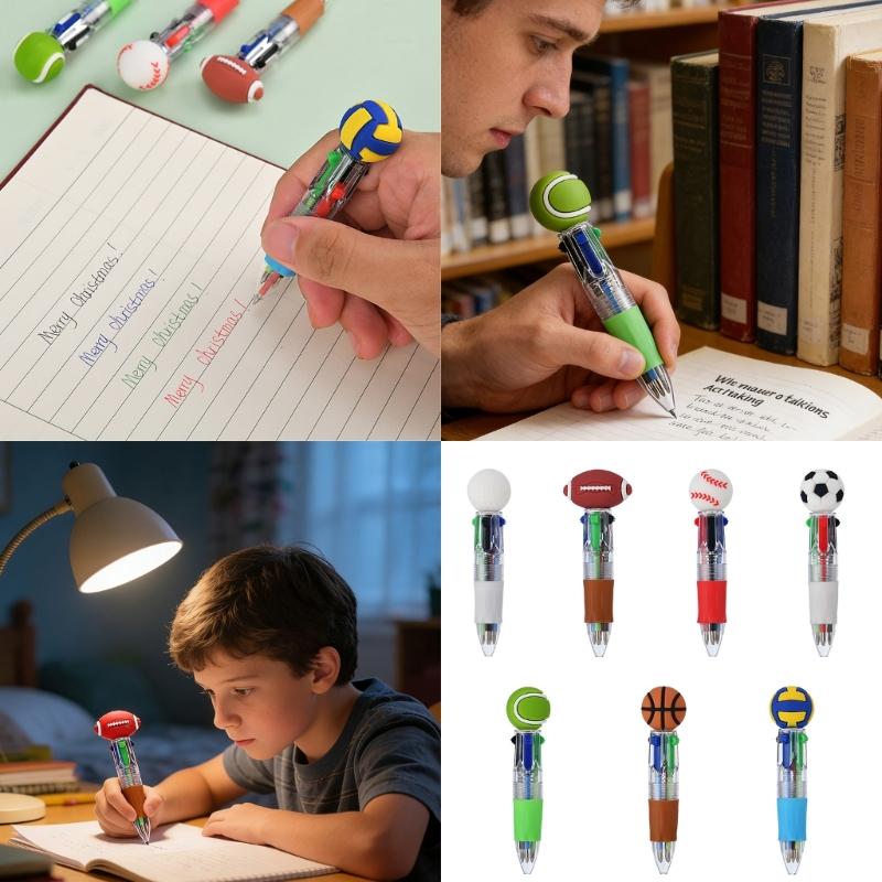 10/20/30Pcs 4-Color Cartoon Sports Ball Design Ballpoint Pen Set Classroom Prize For Students And Office Use