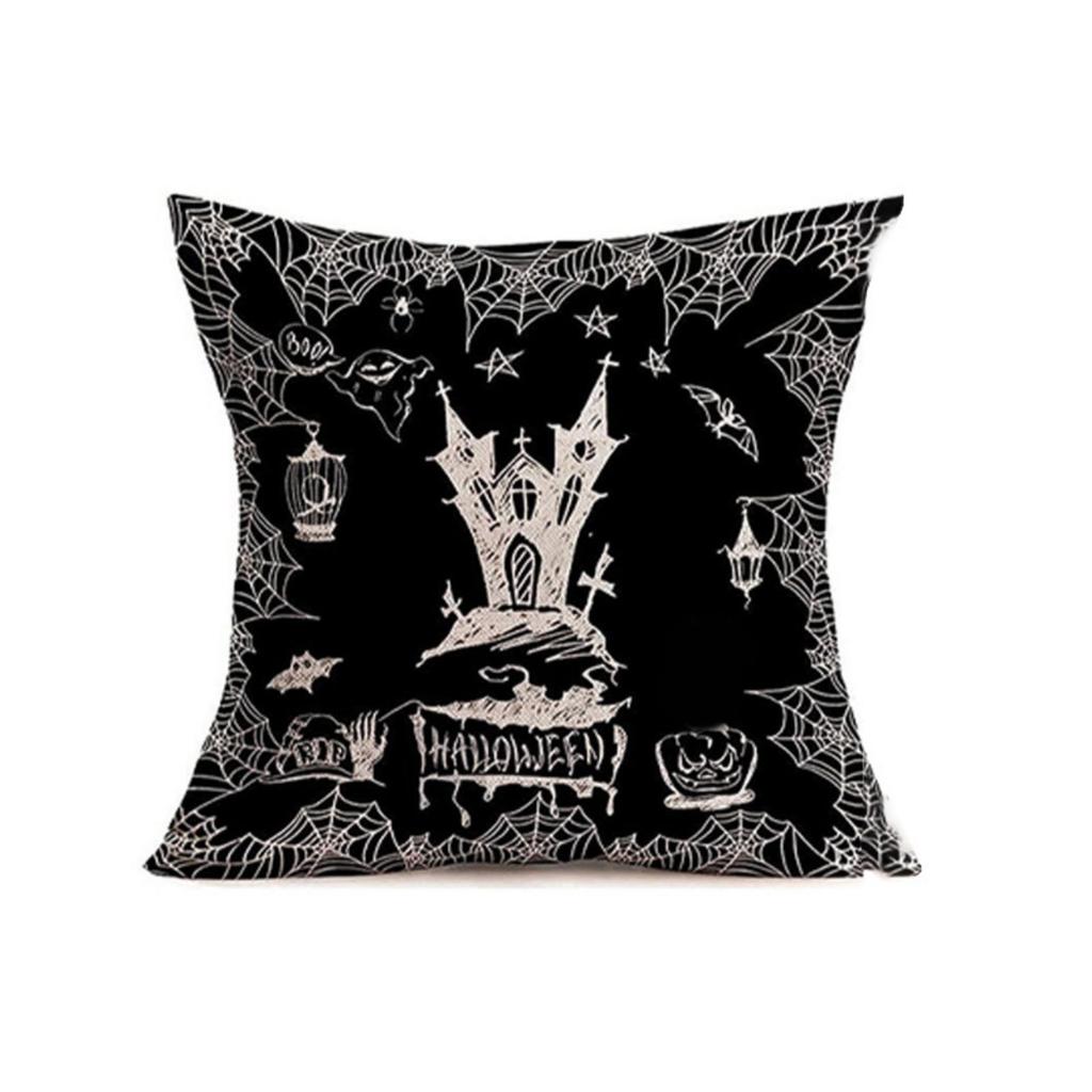 Halloween Decorative Pillow Cover 45x45cm Bat Pumpkin Print Cushion Case for Sofa Bed Home Atmosphere Decoration