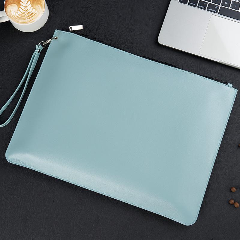 Handheld Waterproof Leather Document Bag with Custom Logo and Large Capacity.