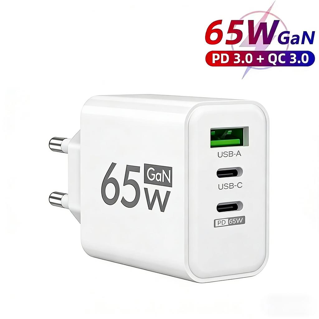 61W GaN Multi Port Fast Charging Charger USB C PD1.1 QC1.1 Phone Power Adapter for iPhone 11 16 17 Samsung Xiaomi Huawei EU KR