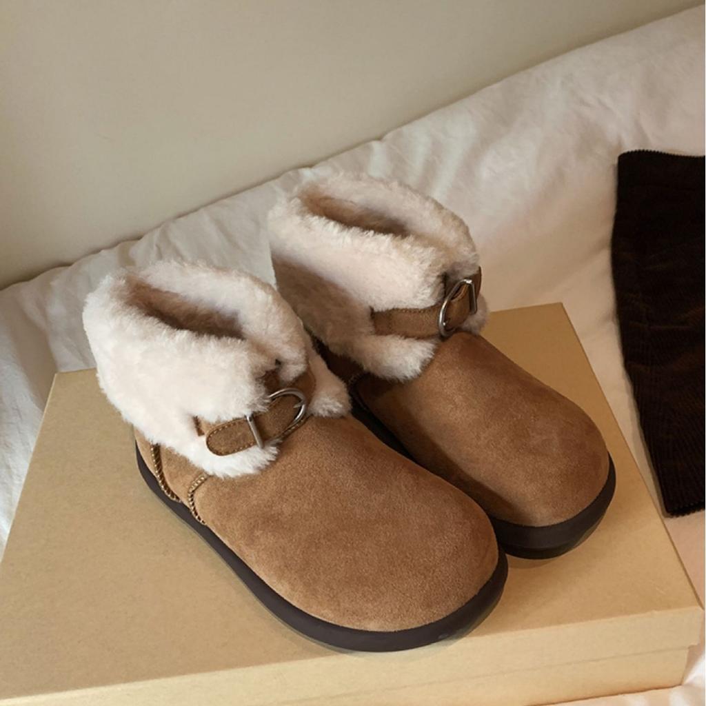 Small thick-soled snow boots women's winter 2025 new fashion casual versatile plush short boots velvet cotton shoes