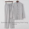Young Men's Chinese Style Linen Tang Suit: Summer, Long-Sleeved Shirt