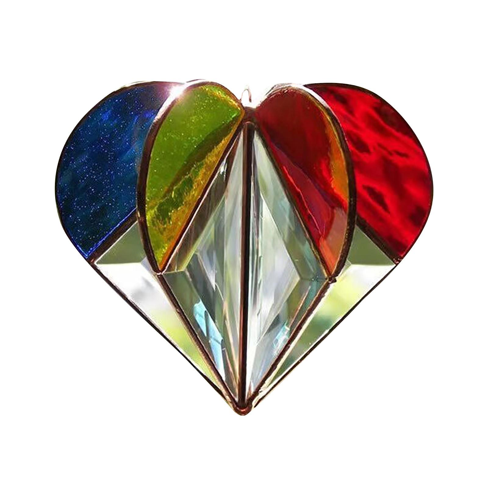 

Многосторонний кулон в форме сердца, 3D витражи в виде сердца, украшения в виде ловца солнца, подвесные украшения ручной работы для гостиной, спальни, свадебный кулон One Size