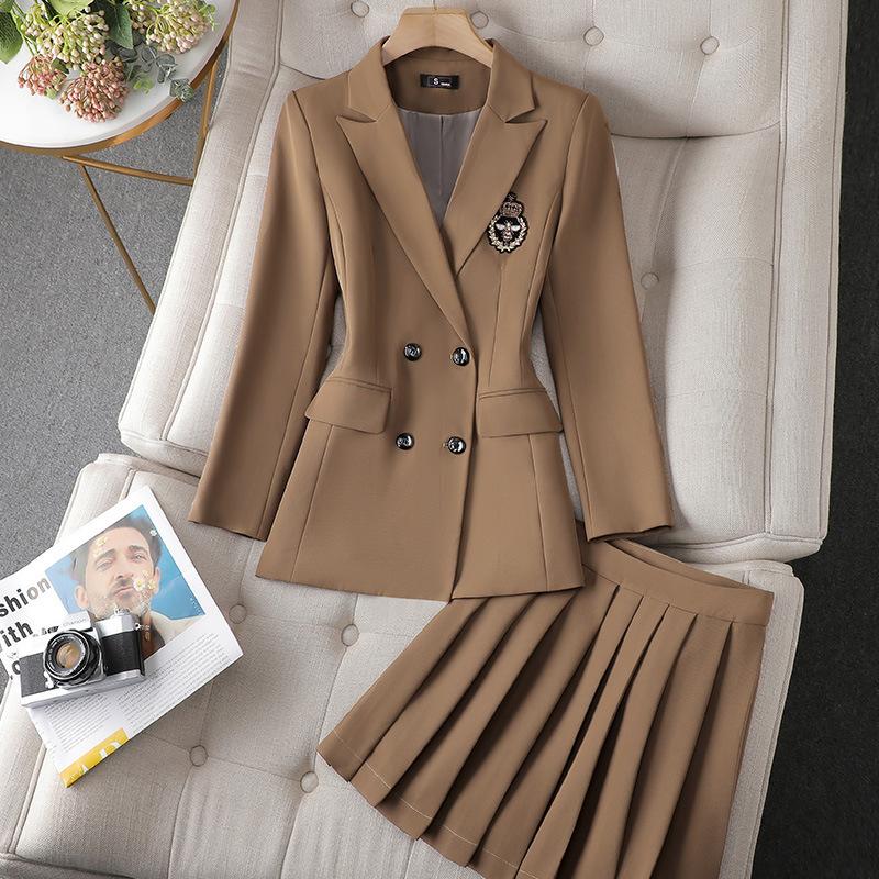 Women Suit Set Spring Autumn Long Sleeved Suit Jacket Top+Skirt Slim Temperament Two-piece Clothing Sets