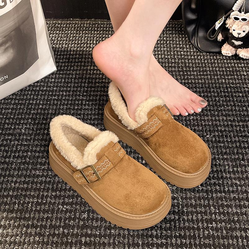 Damskie futrzane zimowe buty śniegowe na grubej podeszwie, lekkie, ciepłe, wyściełane, antypoślizgowe, do noszenia na co dzień, sportowe, bawełniane buty