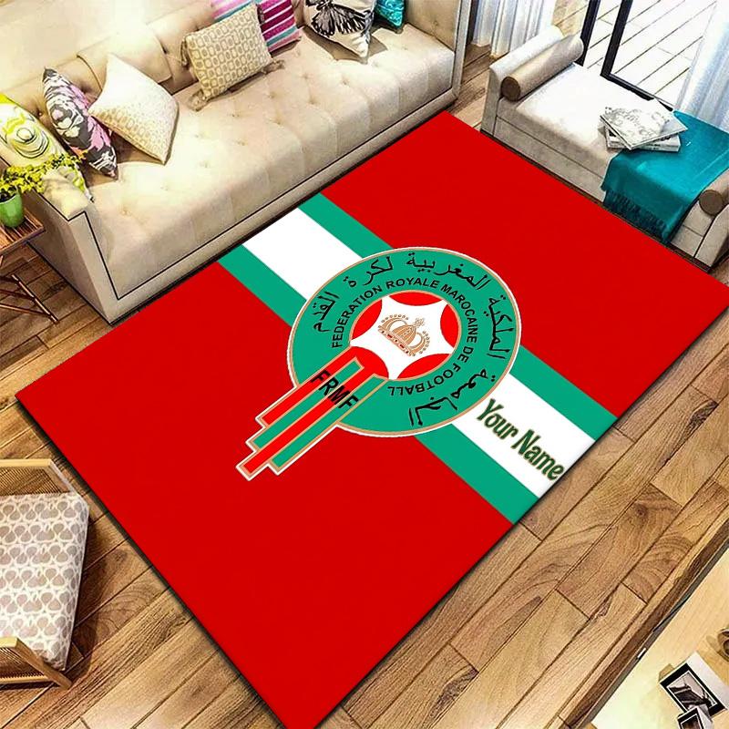 Moroccan Football Crest Custom Name Carpet Rug For Living Room Bedroom Home Sofa Decoration Kids Play Nonslip Floor Mat