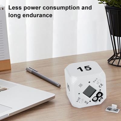 Rotating Cube Timer 5-15-25-45 Mins LED Display Slide Switch Pomodoro Productivity