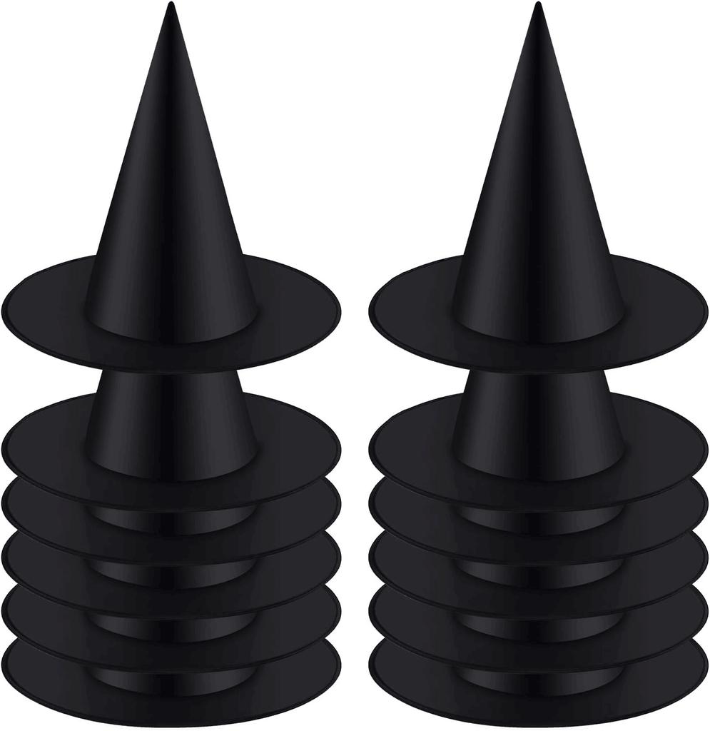 12pcs Halloween Witch Hat Cap Hanging Witch Hat Costume Accessory for Halloween Party Favor, Black