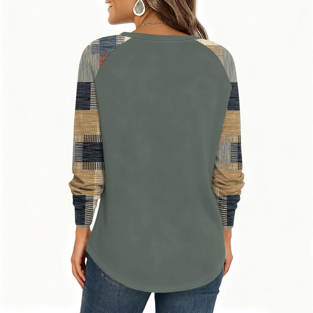 Women's Fashion  Loose Long Sleeve Round Neck Casual Top