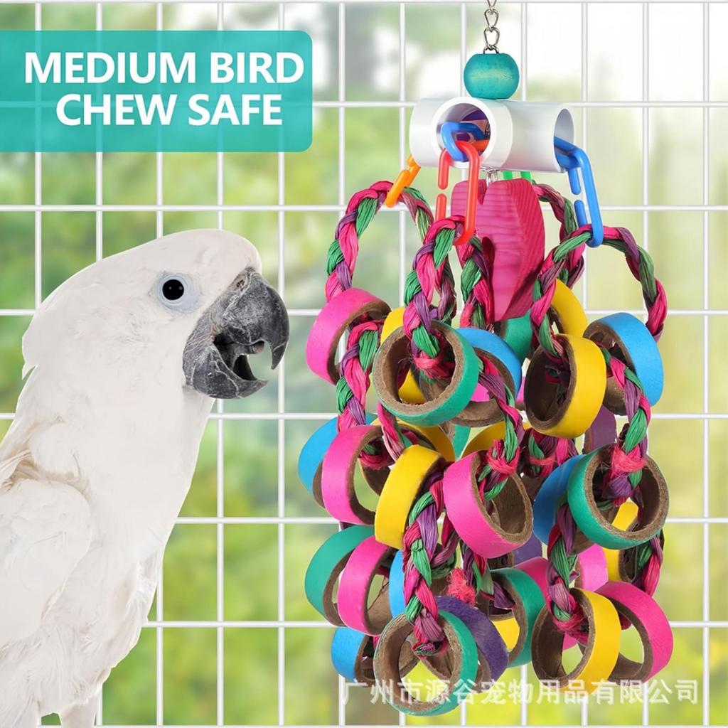 Bird Chew Toys Perch Climbing Play Ornaments Small Bird Toys For Parakeets Lovebirds Macaws Cockatiels Home Indoor Outdoor Yard