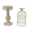 4.13in Birdcage Candle Holder White Retro Iron Candle Stand  Home Tabletop Decor