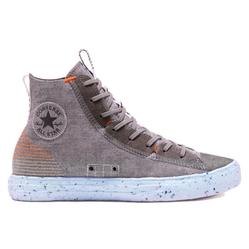 Converse Chuck Taylor All Star Crater Comfortable and Versatile High-Top Canvas Shoes Unisex Gray Orange