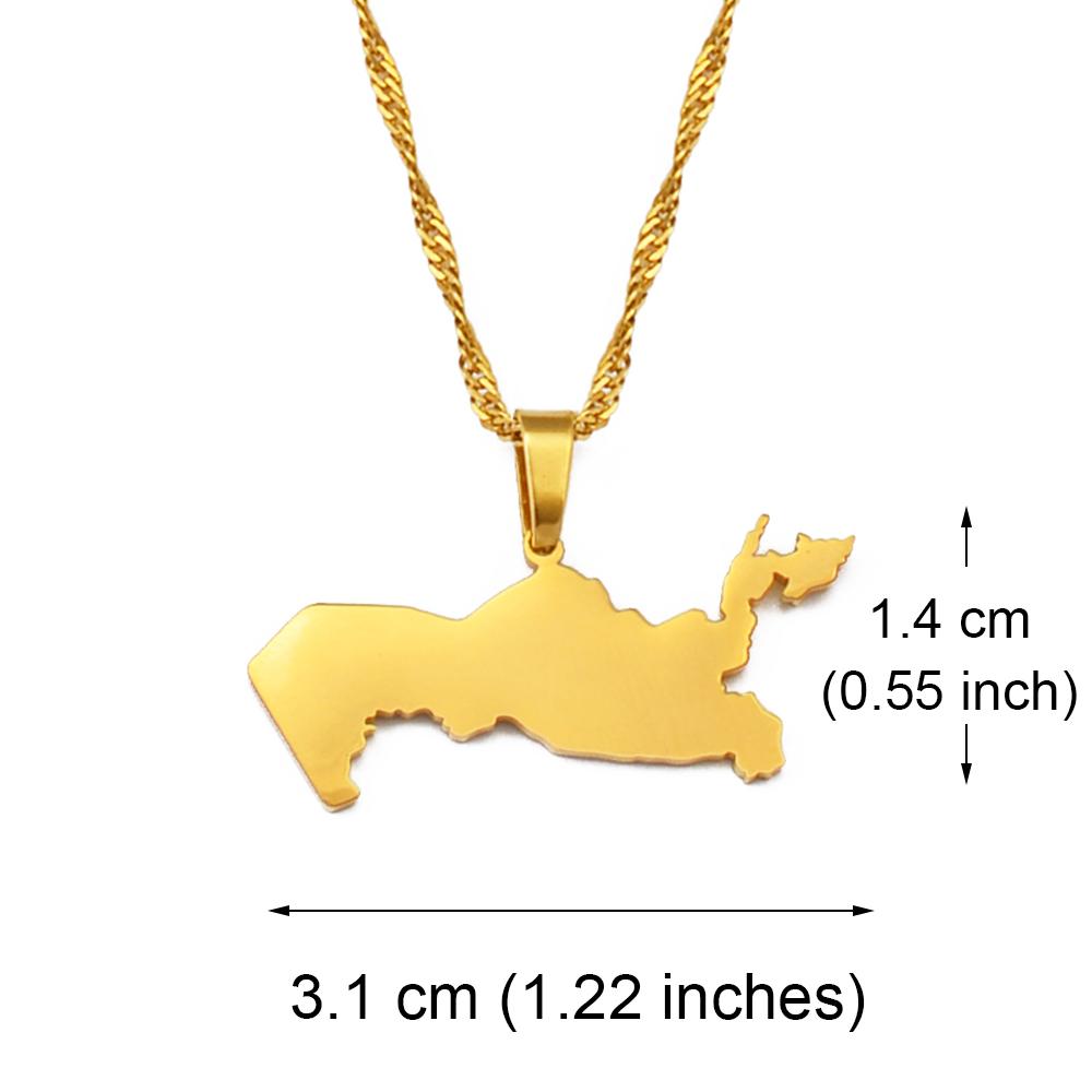 Anniyo Uzbekistan Map Pendant Necklaces Gold Color Jewelry Ozbekiston Patriotic Maps #214921