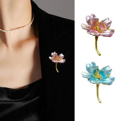 Women Brooch Cherry Blossom Stainless Exquisite Vintage Anti-slip Wear-resistant Coat Collar Hat Scarf Decoration Clothes Pin Garment Jewelry