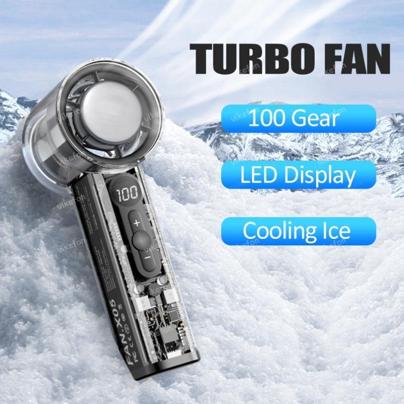 Portable Handheld Turbo Fan 3000Mah Rechargeable Mini Fans Ice Cooling 100 Gear LED Digital Display For Travel Office Outdoor