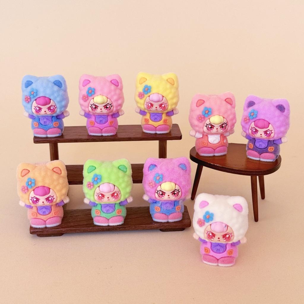 9pcs/Set Flower Cat Doubao Figure Toy Mini Cat Figurine Desktop Decoration Model Ornaments Toys Boys Girls Christmas Gifts
