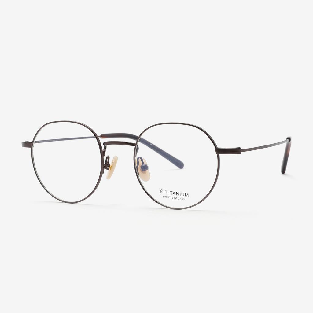 Alloaiweeo [Aloxrounz] Ara8109 C4 Minimal Titanium Classic Brown Round Glasses