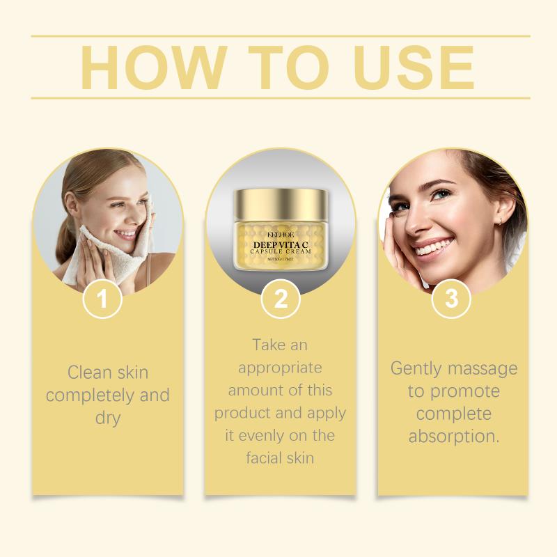Vitamin C Lightening Cream Capsules for Face Niacinamide Moisturizer Pigmentation Fade Glowing Skin Morning Night Use 50g
