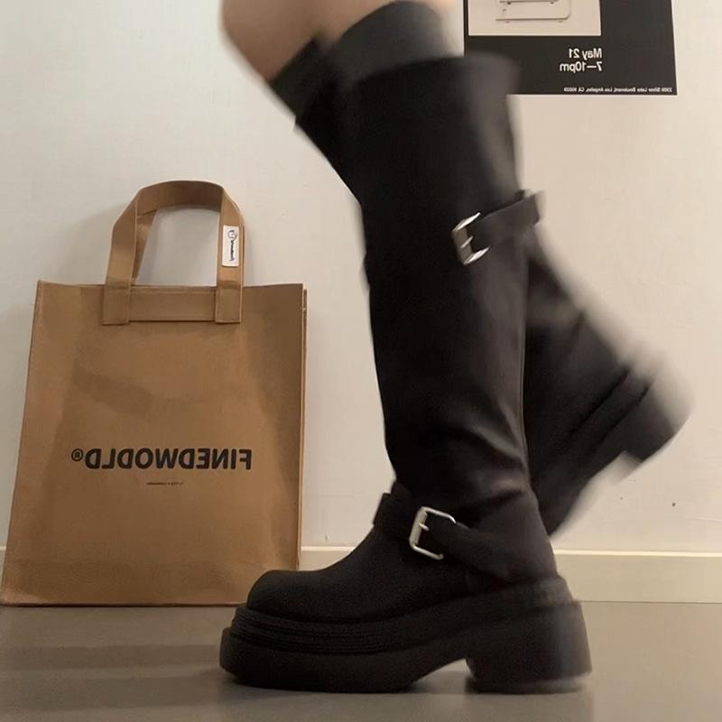 European and American Retro Versatile and Thin Boots for Women's 2025 Autumn and Winter New Models Show Long Legs, Fashionable Thick-soled Heighteni